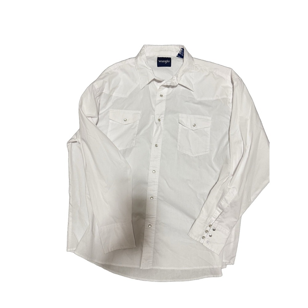Wrangler Men's 2XL Long Sleeve Western Shirt White Snap Button Woven Regular Fit